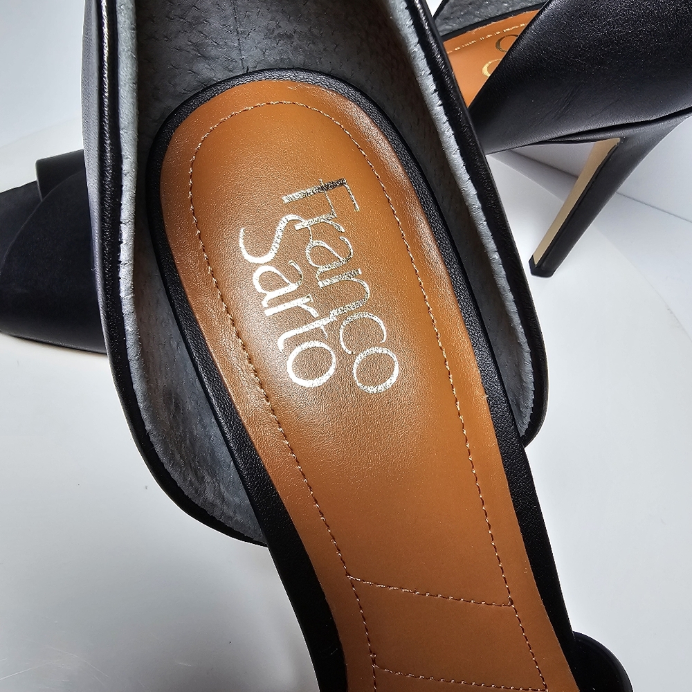Franco Sarto Black Leather D'Orsay Peep-Toe Heels - Picture 10 of 13